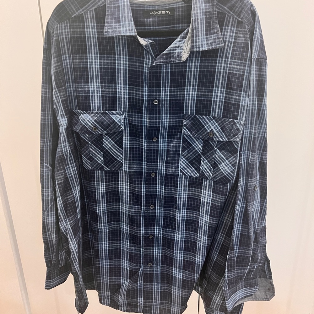 Axist Blue and White Checkered Button-Down Shirt